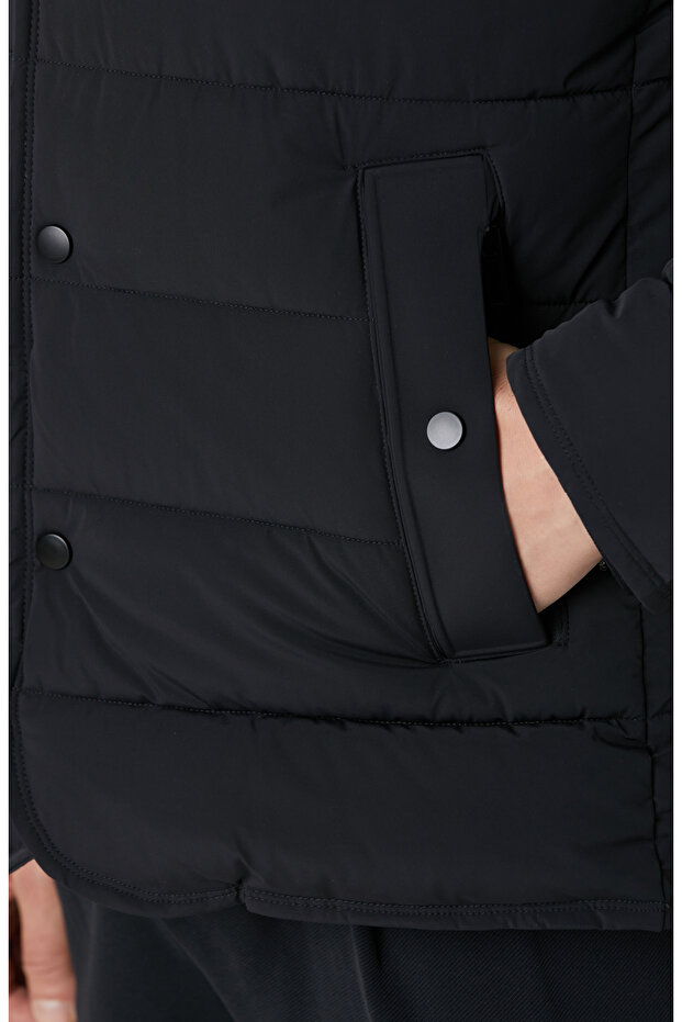 Siyah Puffer Coat Ceket - 9
