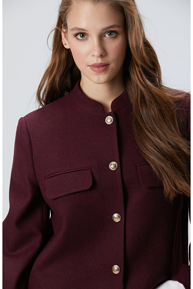 Vişne Yün Karışımlı Ceket - 2