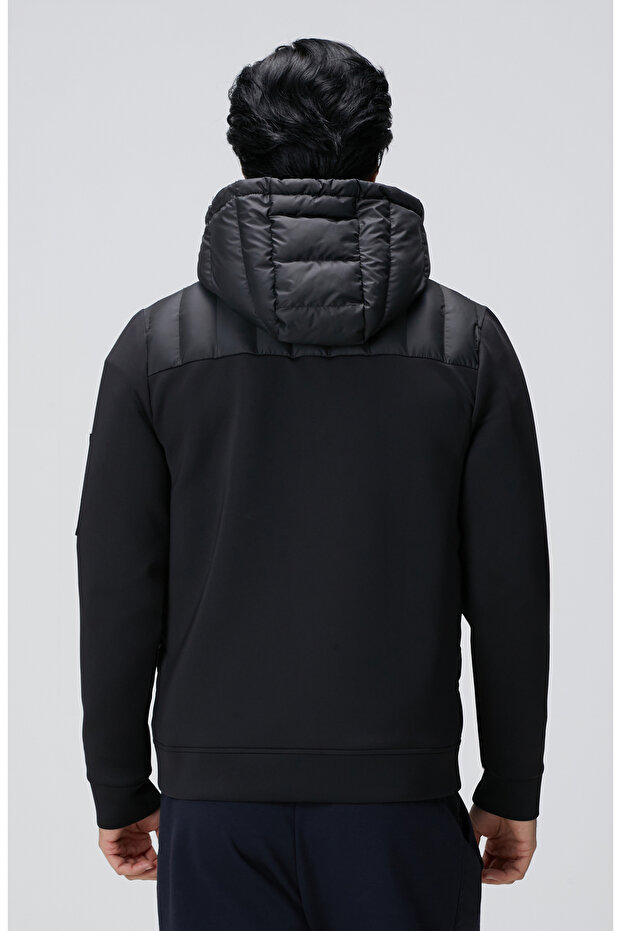 N-Tech Siyah Kapüşonlu Puffer Mont - 5