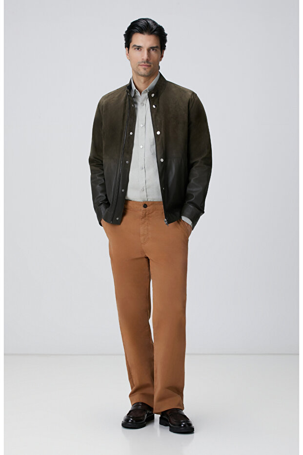 Haki Çift Taraflı Deri Mont - 2