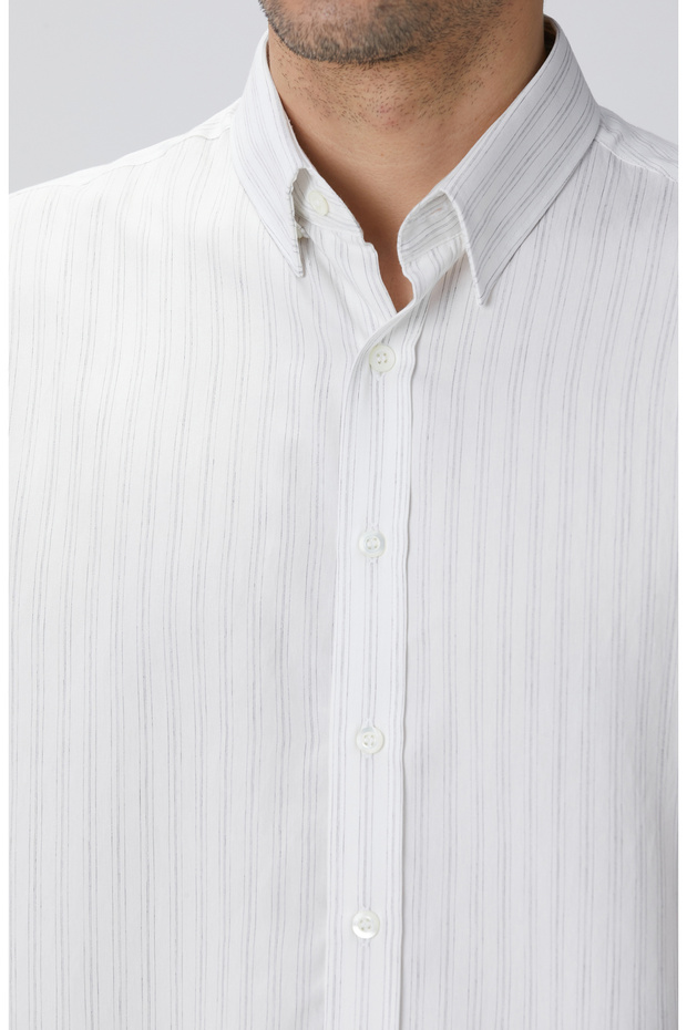 Beyaz Çizgili Gömlek - 6