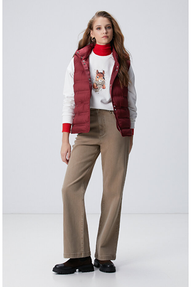 Bordo Casual Yelek - 2