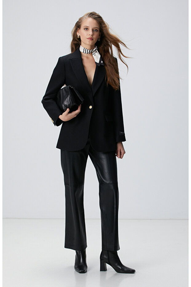 Siyah Deri Pantolon - 1