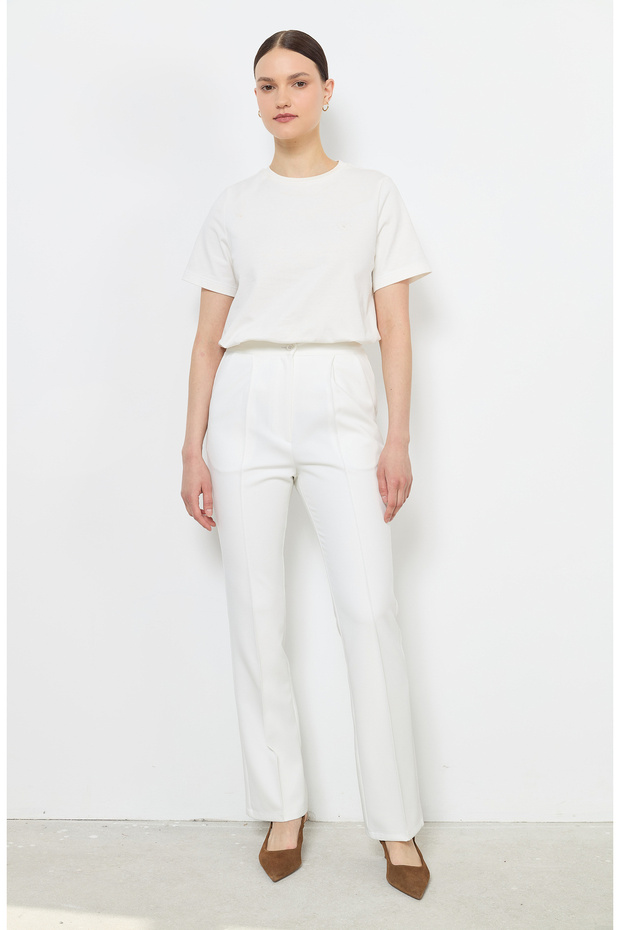 Flare Ekru Pantolon - 4