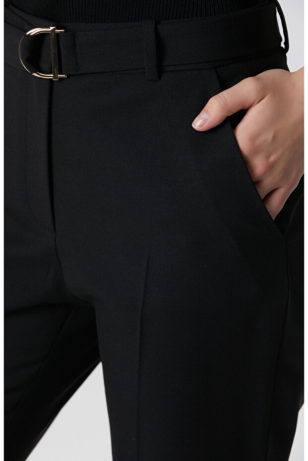 Siyah Yün Karışımlı Pantolon - 6