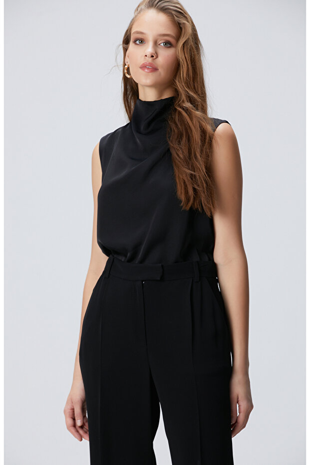 Siyah Degaje Yaka Bluz - 4