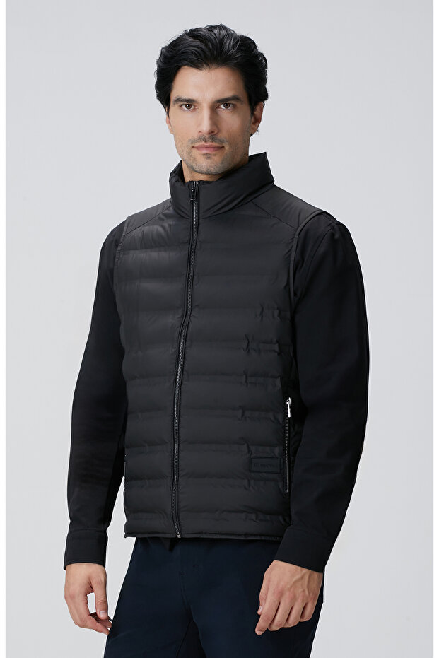 Siyah Puffer Casual Yelek - 3