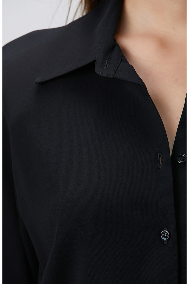 Siyah Vatkalı Gömlek - 6