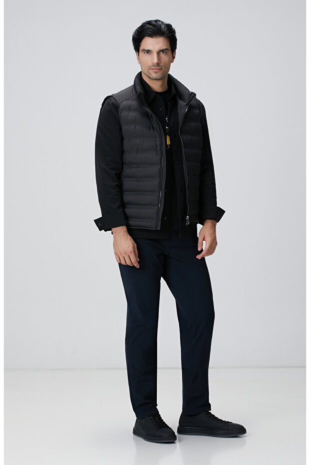 Siyah Puffer Casual Yelek - 4
