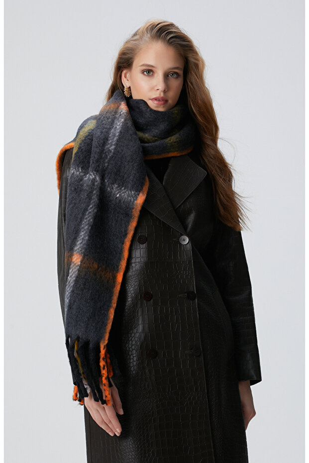 Renkli Kadın Yün Karışımlı Atkı - 1