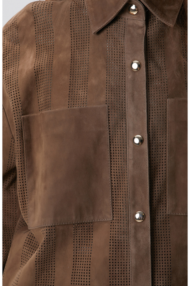 Vizon Desenli Deri Gömlek - 7