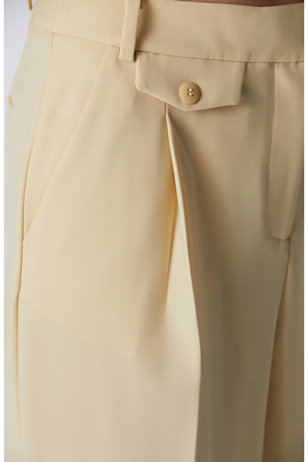 Sarı Yün Karışımlı Pantolon - 5