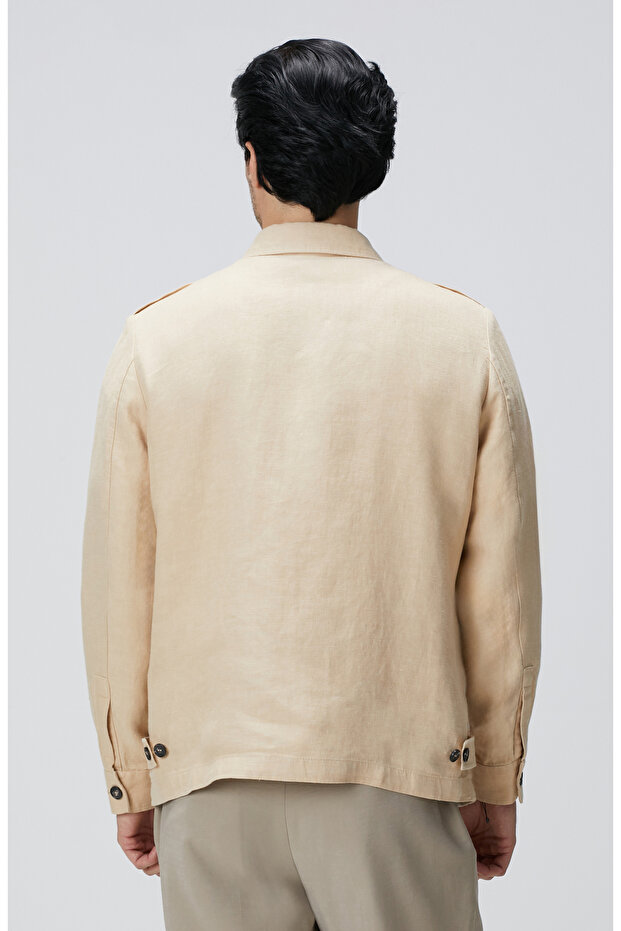 Bej Diyagonal Ceket - 5