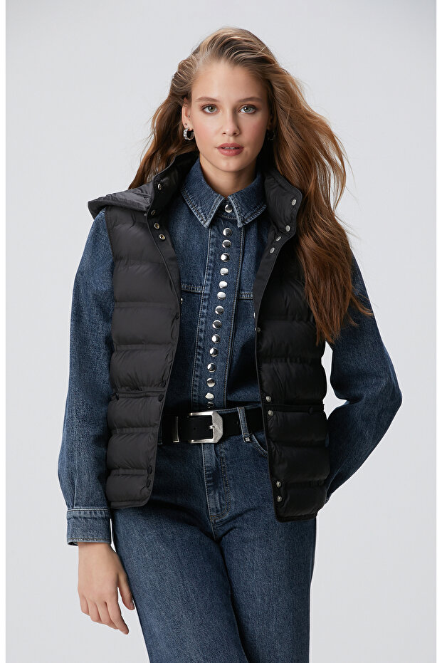 Siyah Casual Yelek - 1