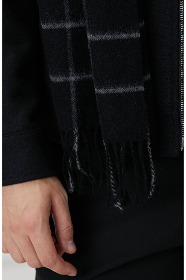 Siyah Erekk Yün Atkı - 5