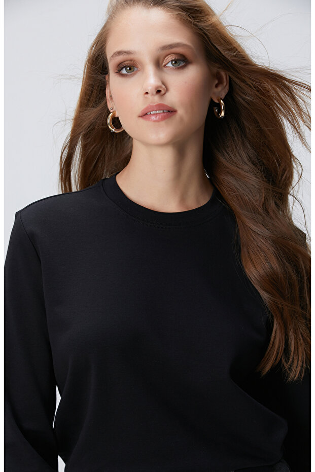 Siyah Basic Sweatshirt - 2