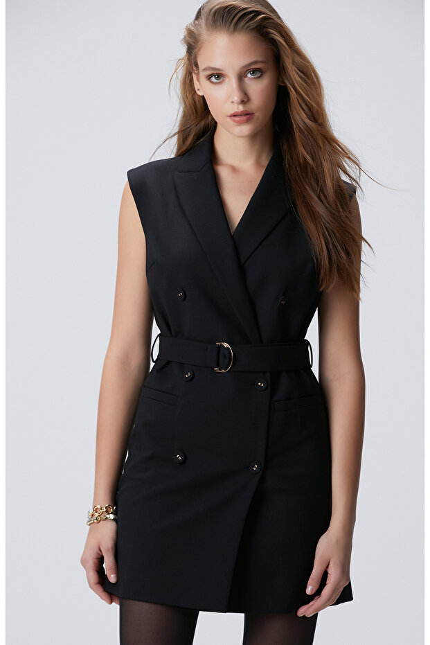 Siyah Mini Elbise - 3