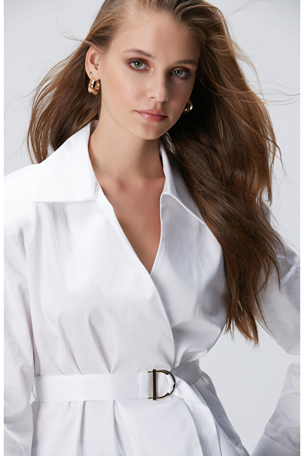 Beyaz Kemerli Bluz - 2