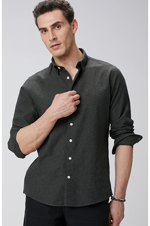 Haki Keten Gömlek - 2