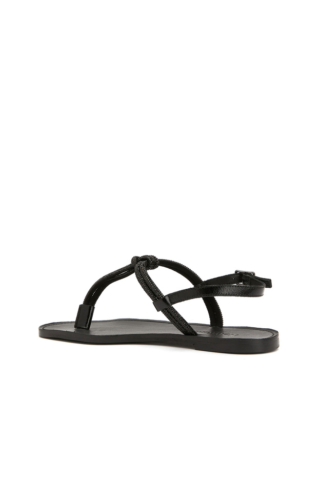 Siyah Kadın Deri Sandalet - 3
