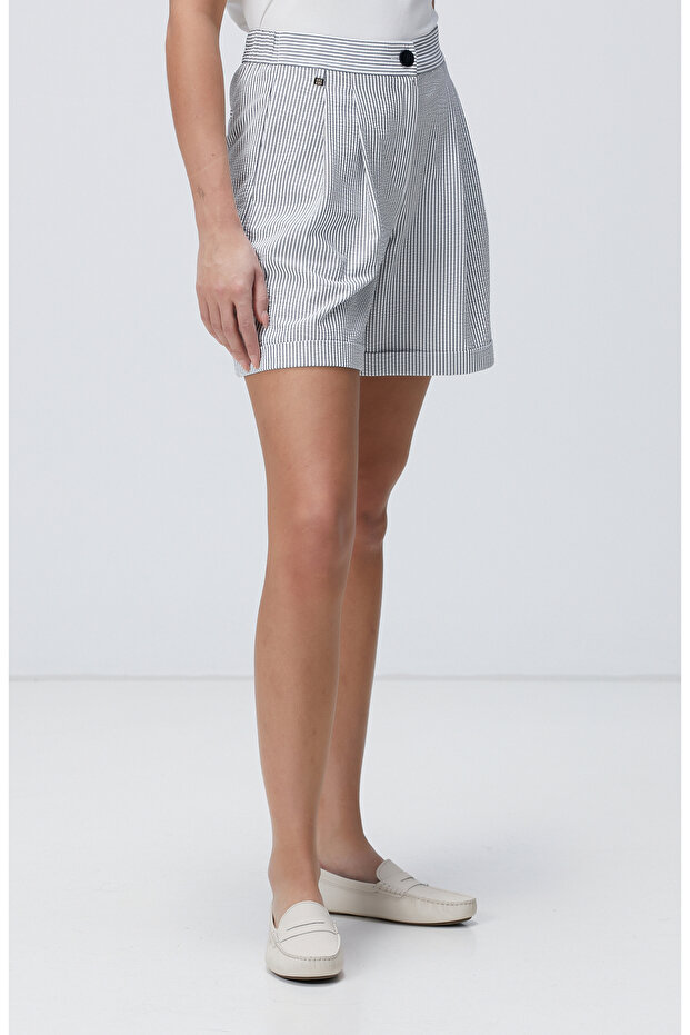 Lacivert Beyaz Şort - 4