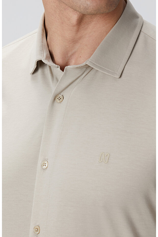 Bej Örme Gömlek - 6