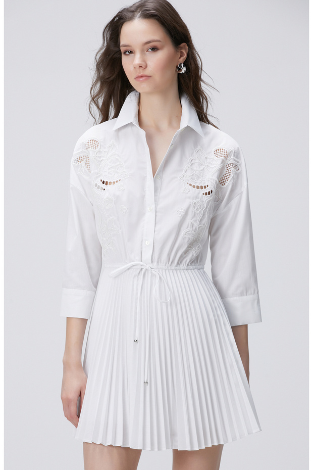 Beyaz Mini Elbise - 4