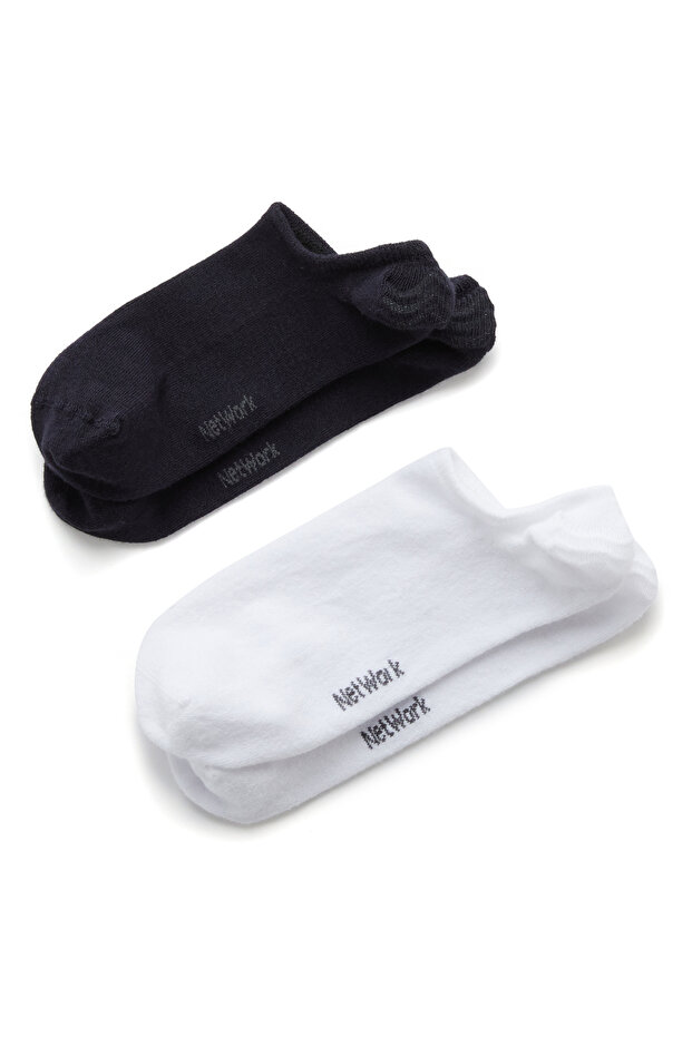 Lacivert Beyaz 2li Erkek Bambu Çorap Seti - 1