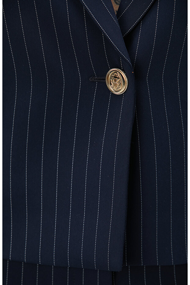 Lacivert Çizgili Ceket - 6
