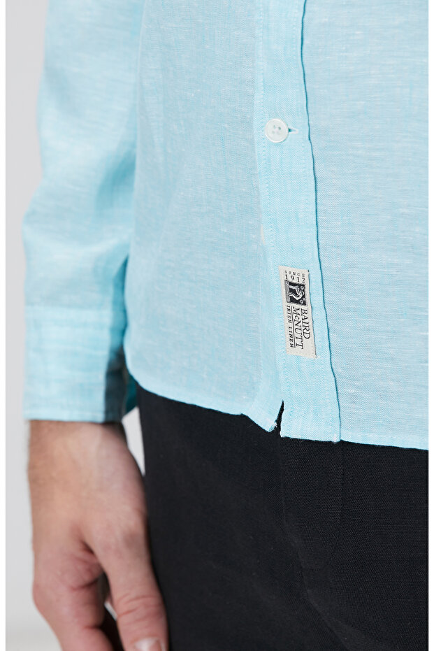 Su Yeşili Keten Gömlek - 7