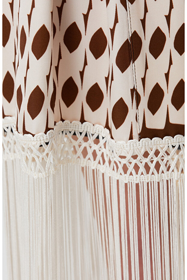 Siyah Püsküllü Desenli Kaftan - 6