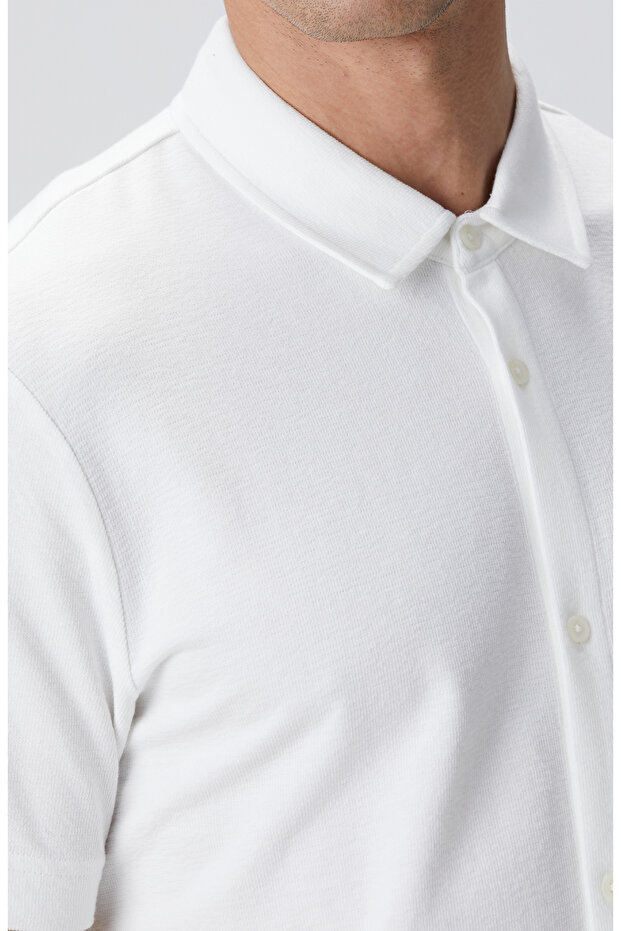 Kırık Beyaz Jakarlı Gömlek - 6