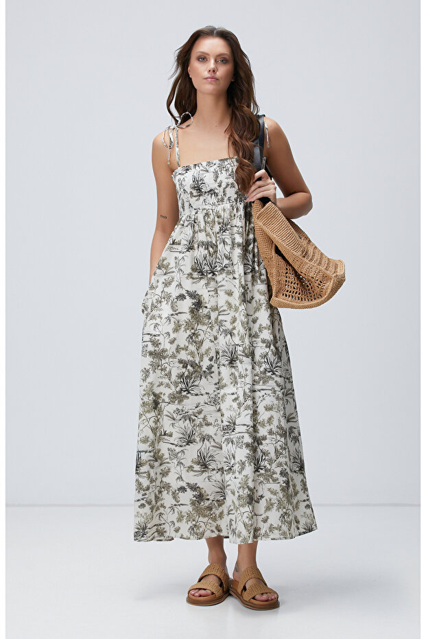 Haki Desenli Elbise - 4