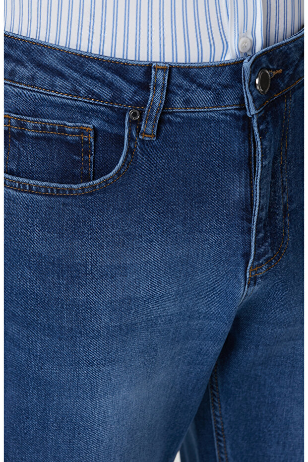 Lacivert Denim Pantolon - 4