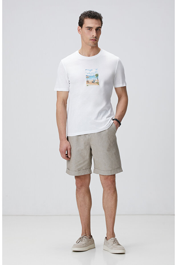 Vizon Keten Karışımlı Şort - 1