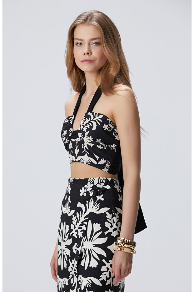 Siyah Bej Plaj Bluz - 3