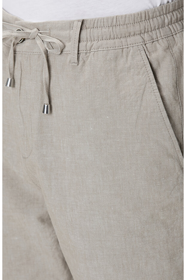 Vizon Keten Karışımlı Şort - 4