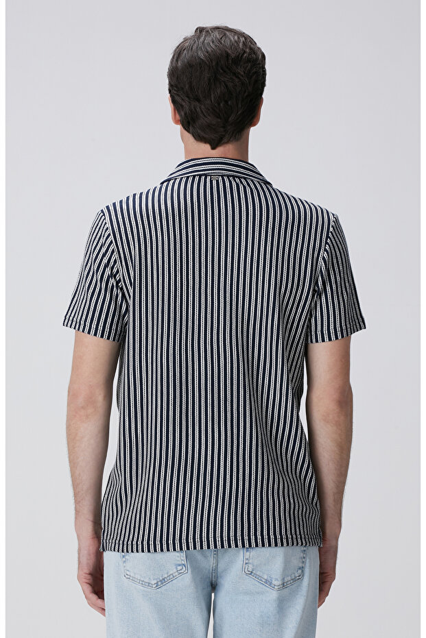 Lacivert Beyaz Gömlek - 5