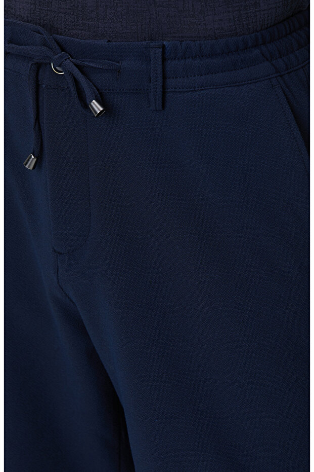 Lacivert Gofre Desenli Şort - 4