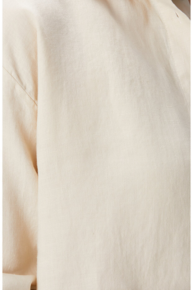 Bej Keten Gömlek - 7