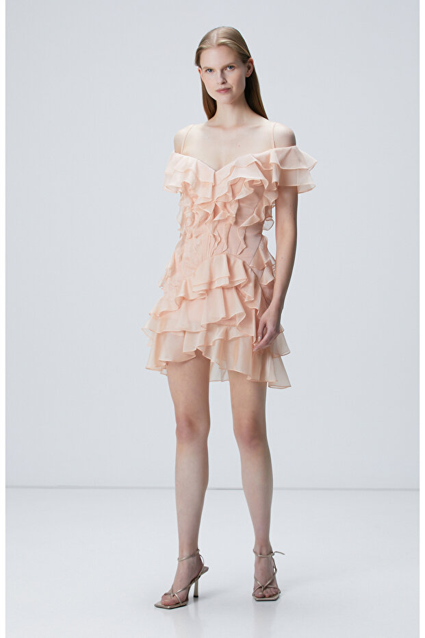 Somon Mini Abiye Elbise - 5