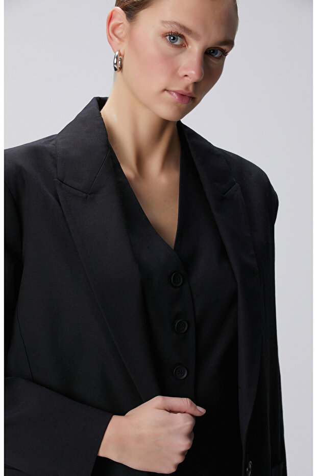 Siyah Boyfriend Ceket - 2