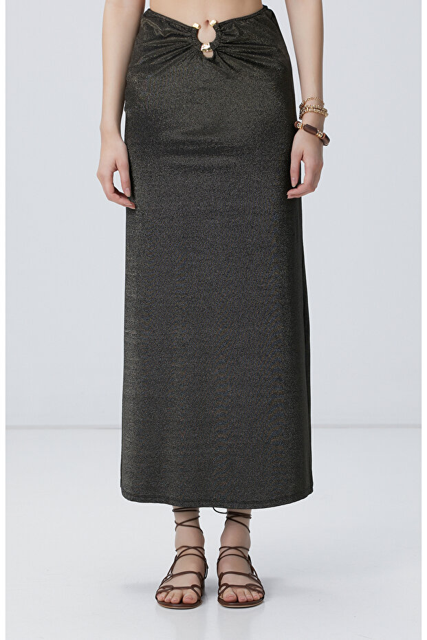 Siyah Gold Maxi Plaj Etek - 2