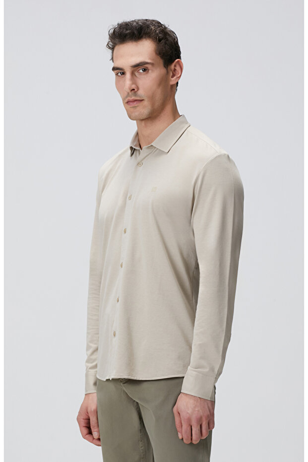 Bej Örme Gömlek - 4