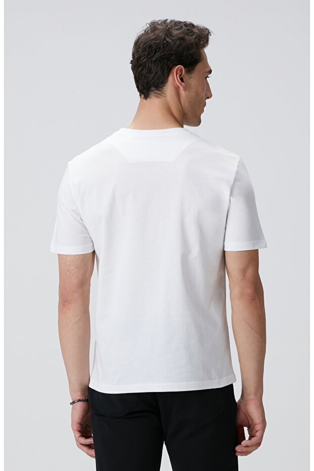 Kırık Beyaz Network Baskılı Örme T-shirt - 5