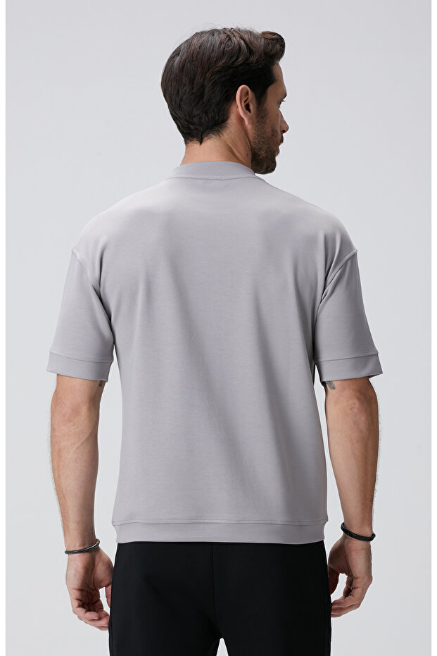 Açık Gri Baskılı Sweatshirt - 6