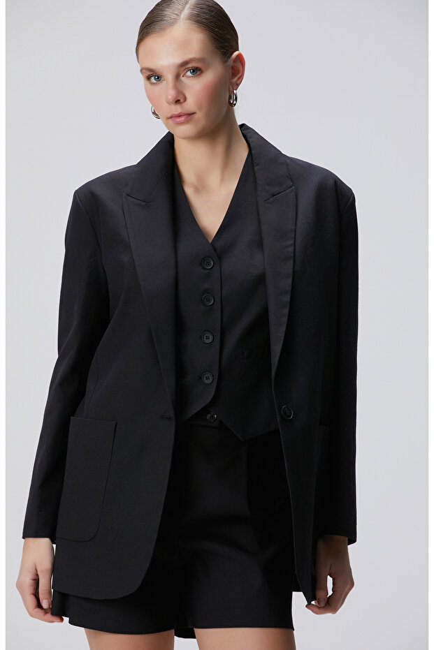 Siyah Boyfriend Ceket - 1
