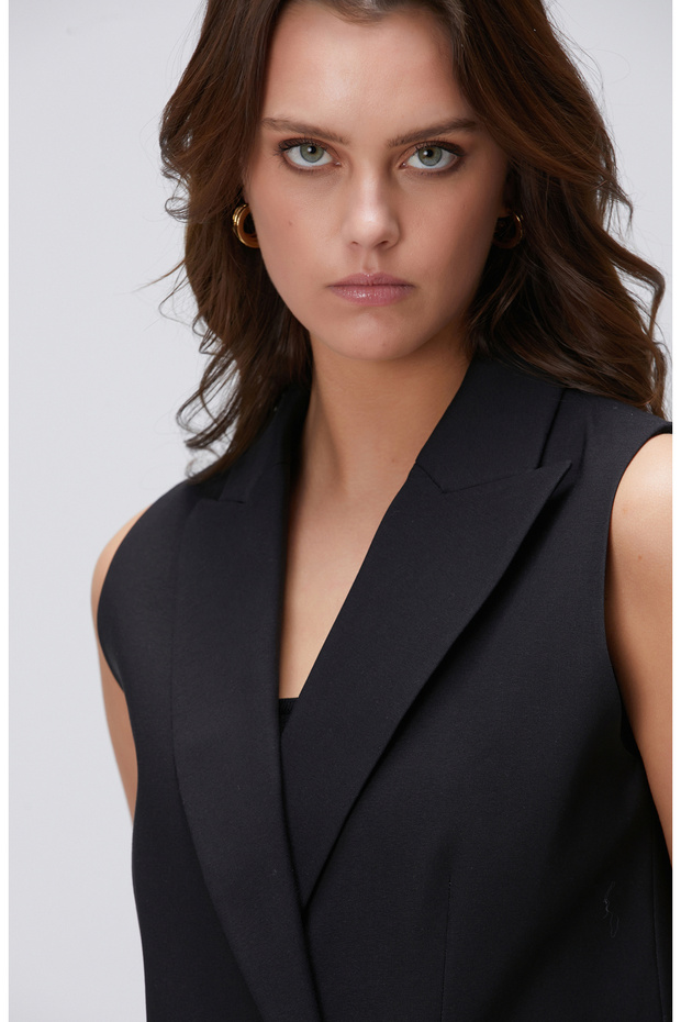 Siyah Kruvaze Yelek - 2