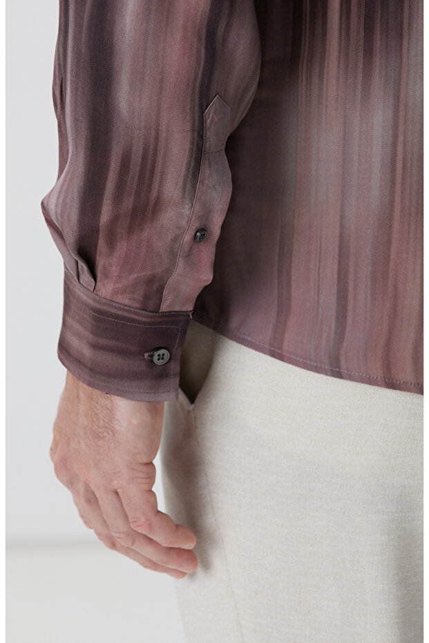 Bordo Baskılı Gömlek - 7