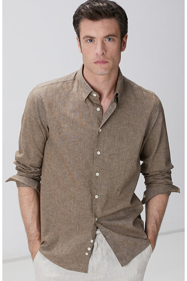 Vizon Keten Karışımlı Gömlek - 2